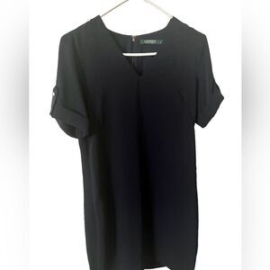 Lauren by Ralph Lauren V Neckline Navy Blue Dress